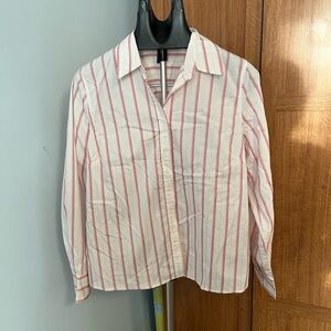 Izod Women's Button Down Shirt with Red Stripes